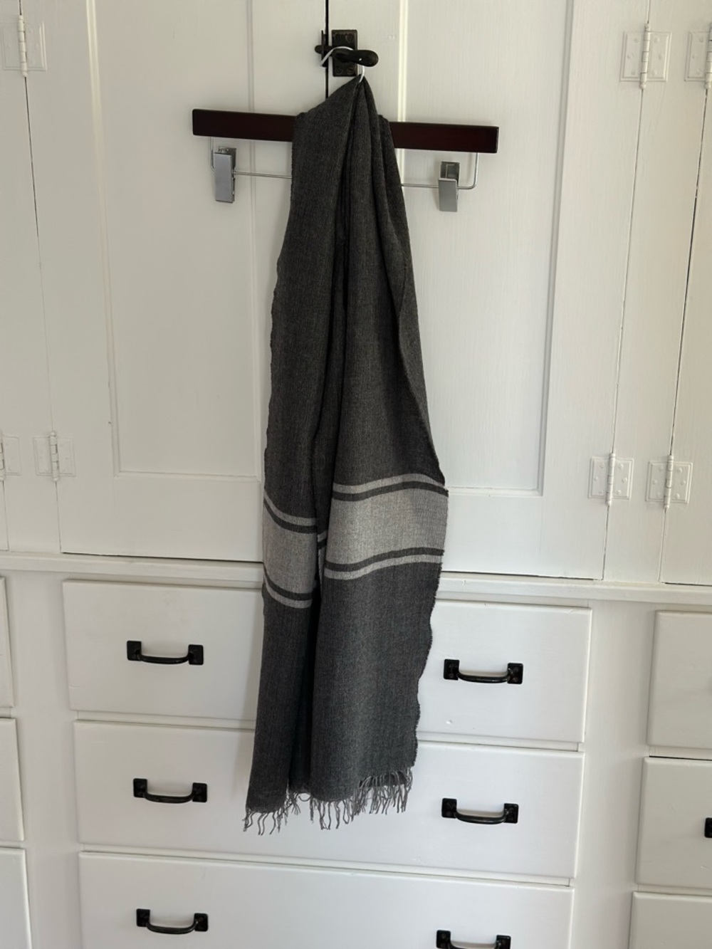 Vince Striped Fringe Scarf